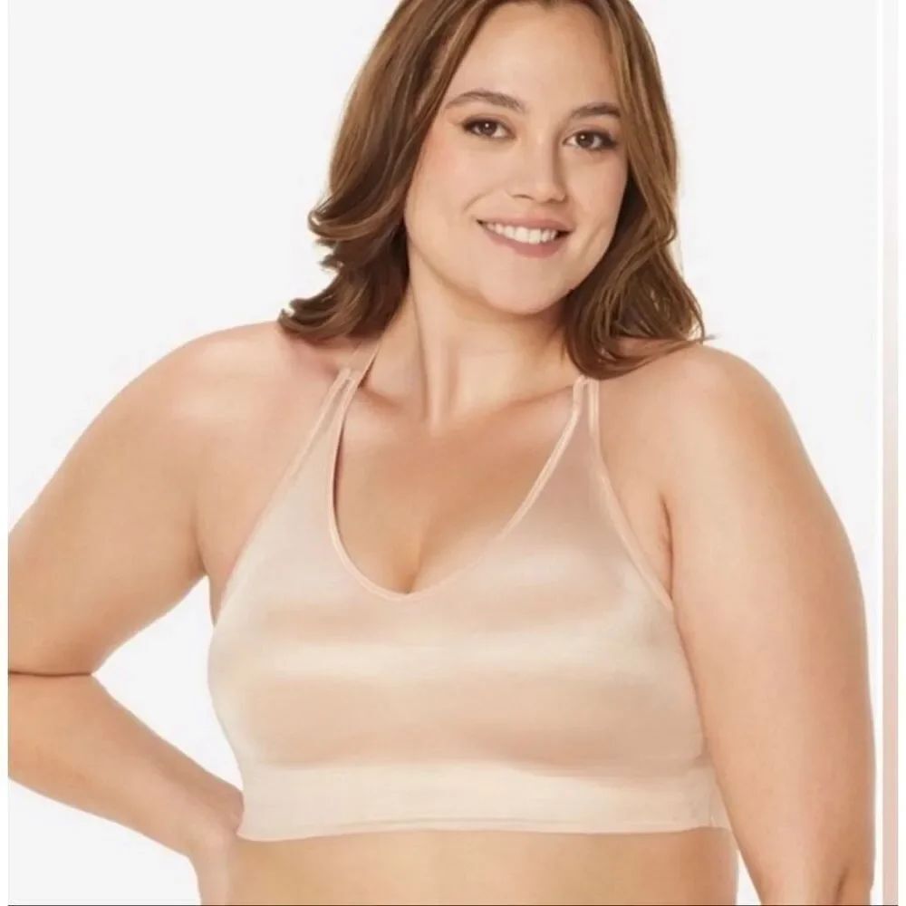 Ruby Ribbon Pin Up Racerback Demi Lace Back  Nude Nwt Size 32